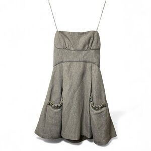 BCBGMAXAZRIA Misty Morning Strapless Dress Contrast 100% Silk Size 10